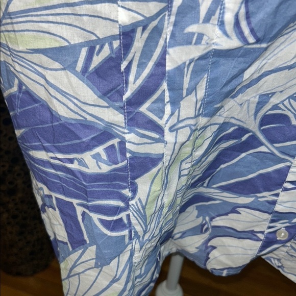 a.n.a Blue and White 3/4 Sleeve Boxy Blouse with Bib Collar - Picture 3 of 12